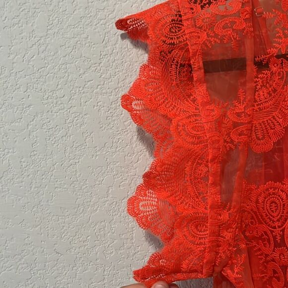 MARISSA WEBB Kallisti Lace Dress in Coral Flame, Size M - Picture 9 of 10